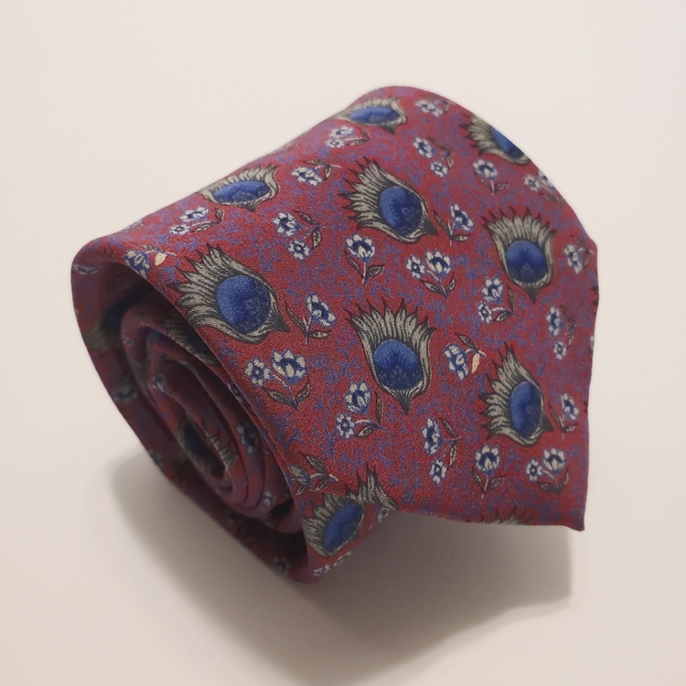 Valentino Red Geometric Silk Tie